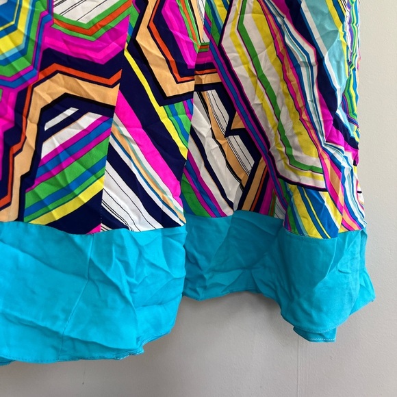 Amanda Uprichard Geometric Rainbow Striped Silk Midi Dress, L - Picture 7 of 8